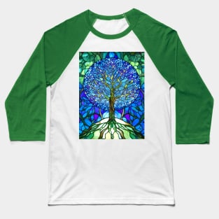 Stained Glass Tree On A Hill Baseball T-Shirt